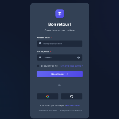 Template d&rsquo;authentification moderne